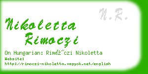 nikoletta rimoczi business card